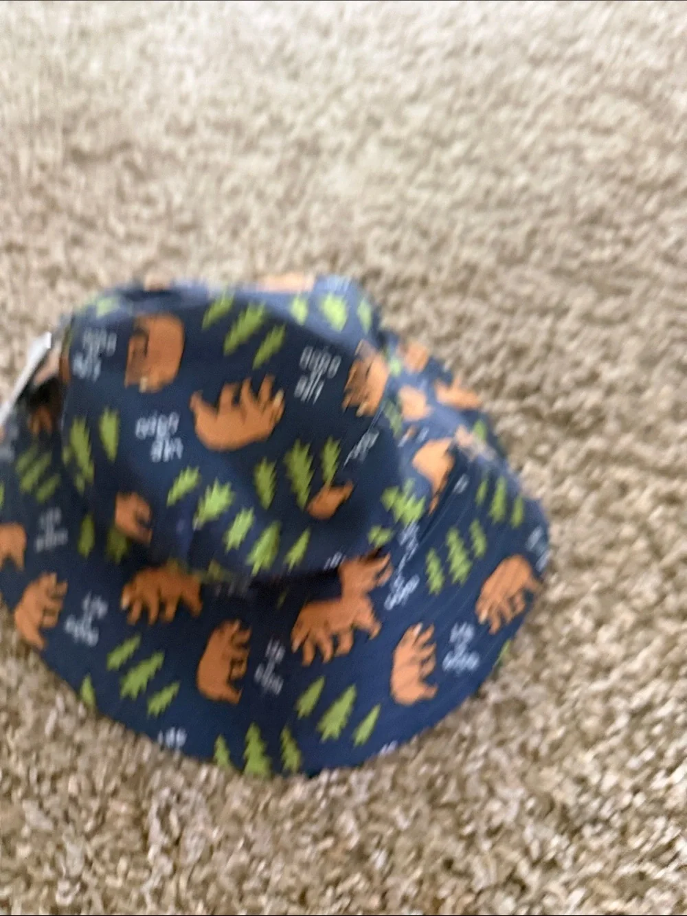 Life Is Good Navy Bucket Hats with Orange Bear & Green Tree Prints - Kids